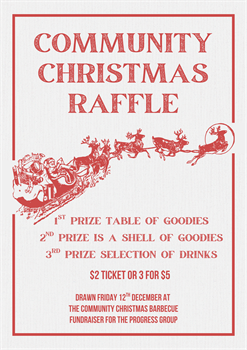 CWA and Progress Association Raffle drawn Sunday 14th December