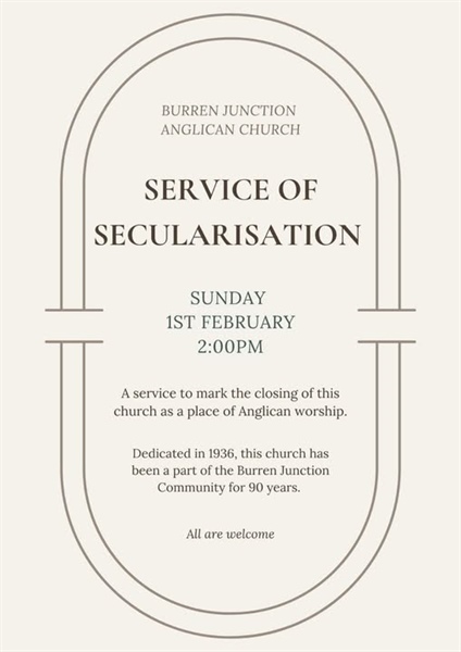 Burren Junction Anglican Church - Service of Secularisation