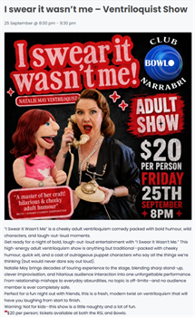 I swear it wasn't me! Adult Show